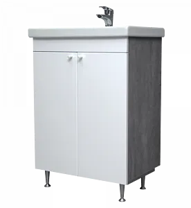 Тумба-умывальник напольный Домино Промо 60 бетон/белый DP2618T+4640021060773, 1