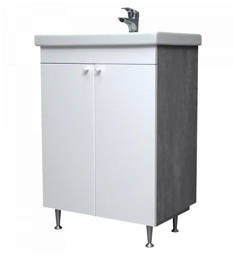 Тумба-умывальник напольная Домино Промо 60 бетон/белый DP2618T+4640021060773