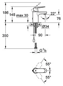 Смеситель для раковины Grohe Eurosmart Cosmopolitan хром 3282700E, 2