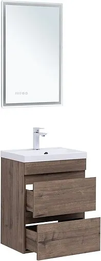 Тумба-умывальник подвесная Aquanet Нота New 50 дуб веллингтон/табак 00334190+00284237