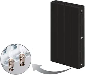 Радиатор биметаллический 4 секции нижнее правое подключение Rifar Supremo Ventil 500 черный RSVRP50004 ant, 1