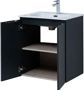 Тумба-умывальник подвесная Aquanet Алвита New 60 антрацит 00277523+00254363, 4