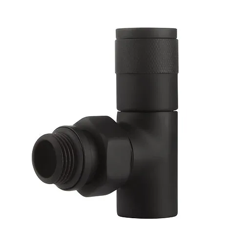 Комплект вентилей запорных угловых ½" в/н Royal Thermo Piano черный RTE 56.0013