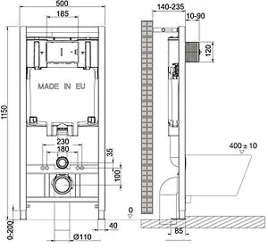 Инсталляция для подвесного унитаза Set 3 в 1 Lemark Peneda+Bit 9880412 с кнопкой белый глянцевый Инсталляция для подвесного унитаза Set 3 в 1 Lemark Peneda+Bit 9880412 с кнопкой белый глянцевый, 2