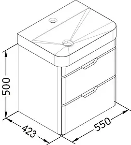 Тумба-умывальник подвесная ISVEA Fonte 57 антрацит 21SQS104057I+10SQ50057SV, 2