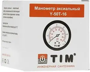 Манометр аксиальный TIM 50мм 16 бар ¼&quot; Y-50T-16, 4