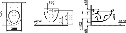 Унитаз подвесной с функцией биде VitrA Form белый 4305B003-0850 Унитаз подвесной с функцией биде VitrA Form белый 4305B003-0850