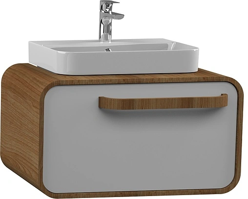 Тумба-умывальник подвесная ISVEA Soffice 80 тик/белый 23SQS403085I+10SQ50048SV Тумба-умывальник подвесная ISVEA Soffice 80 тик/белый 23SQS403085I+10SQ50048SV