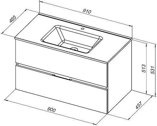 Тумба под умывальник подвесная Aquanet Алвита New 90 серый 00303922