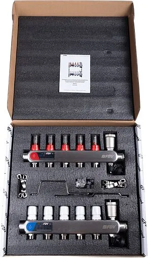 Группа коллекторная с расходомерами 5 отводов 1&quot;в/в x ¾&quot;ек FDV S1103C-2/5