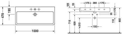 Раковина Duravit Vero 100 белый 0454100000