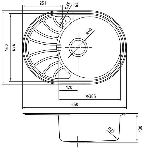 Мойка кухонная IDDIS Suno 65 R хром SUN65SRi77K
