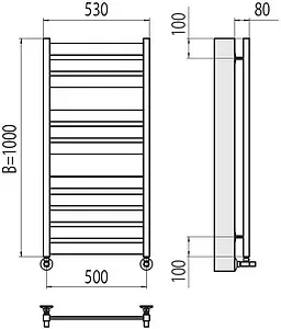 Полотенцесушитель водяной лесенка Terminus Латте П11 500х1000 полированная сталь 4670078530707, 2