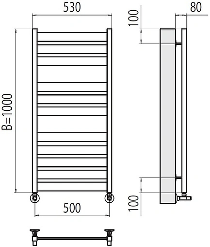 Полотенцесушитель водяной лесенка Terminus Латте П11 500х1000 полированная сталь 4670078530707