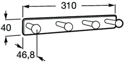 Планка с 4-мя крючками Roca Victoria хром 816652001