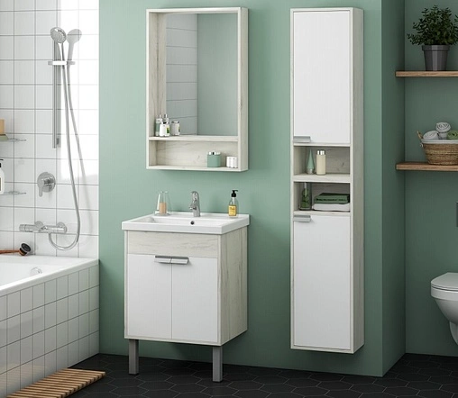 Тумба под умывальник подвесная Aquaton Флай 60 белый/дуб крафт 1A237301FAX10