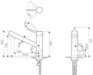 Смеситель для кухни с подключением к фильтру Omoikiri Tonami-BL чёрный/хром 4994058 Смеситель для кухни с подключением к фильтру Omoikiri Tonami-BL чёрный/хром 4994058, 2