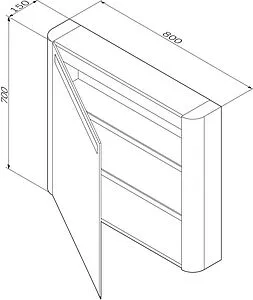 Шкаф-зеркало Am.Pm Sensation 80 L серый шелк M30MCL0801FG Шкаф-зеркало Am.Pm Sensation 80 L серый шелк M30MCL0801FG, 2
