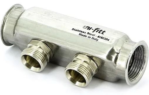 Коллектор распределительный проходной 2 отвода 1&quot;в/в x ¾&quot;ек Uni-fitt 430I4302
