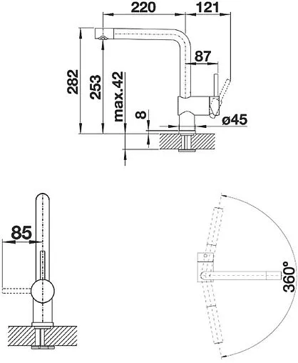 Смеситель для кухни Blanco Linus Silgranit чёрный/хром 526149