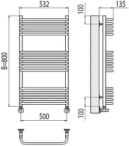 Полотенцесушитель водяной лесенка Terminus Стандарт П16 500х800 полированная сталь 4670078529794, 2