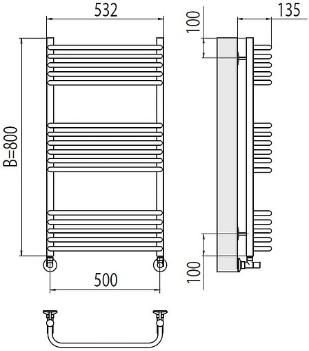 Полотенцесушитель водяной лесенка Terminus Стандарт П16 500х800 полированная сталь 4670078529794