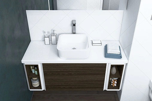 Тумба-умывальник подвесная Aquaton Брук 100 (20+60+20) дуб феррара/белый