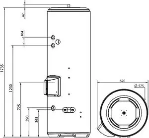 Бойлер косвенного нагрева с возможностью установки ТЭНа Atlantic 300 HSK (52 кВт) 896225, 2