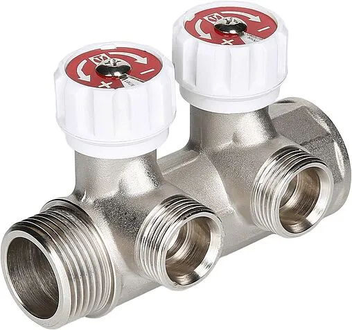 Коллектор регулирующий проходной 2 отвода 1&quot;в/н x ¾&quot;ек Valtec VTc.570.NE.0602