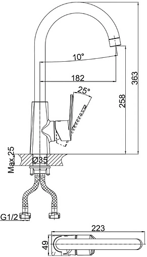 Смеситель для кухни D&amp;K Rhein Lessing хром DA1322441