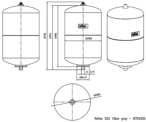 Гидроаккумулятор Reflex S 25л 10 бар 8704200