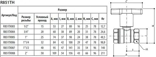 Кран шаровый с удлиненной ручкой 1"в x 1"в Giacomini R851TX005