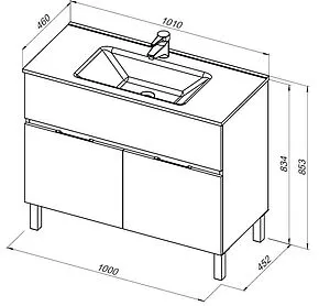 Тумба-умывальник напольная Aquanet Алвита New 100 дуб веллингтон 00277557+00254365, 2