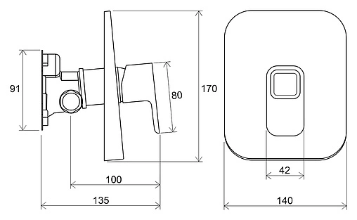 Смеситель для душа скрытого монтажа Ravak 10° хром X070071 Смеситель для душа скрытого монтажа Ravak 10° хром X070071