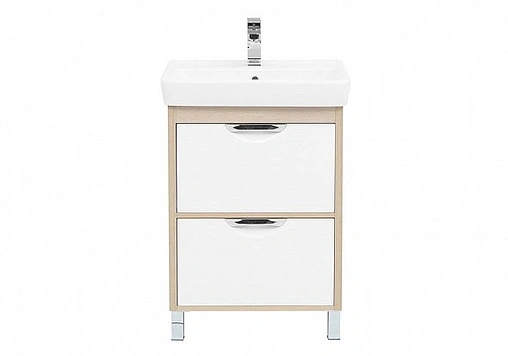 Тумба под умывальник напольная Aquanet Гретта 60 New белый/светлый дуб 00239400