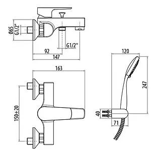 Смеситель для ванны Gattoni H2OMIX3000 хром 3000/30С0 Смеситель для ванны Gattoni H2OMIX3000 хром 3000/30С0, 2