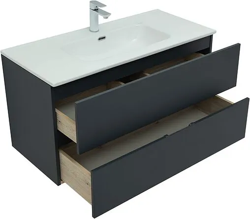 Тумба-умывальник подвесная Aquanet Алвита New 100 антрацит 00277519+00254365