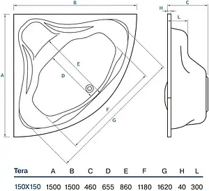Ванна акриловая Koller Pool Tera 150х150, 1