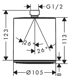 Лейка верхнего душа Hansgrohe Pulsify 105 1jet чёрный матовый/графит 24130670, 2