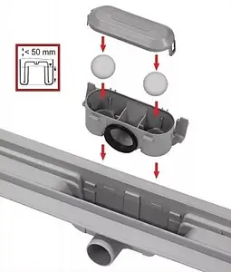 Гидрозатвор комбинированный для пластикового водоотводящего желоба 0.52л/сек AlcaPlast Smart P065-ND, 3