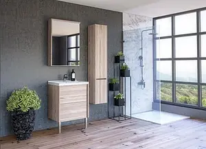 Шкаф-зеркало Aquaton Стоун 60 сосна арлингтон 1A231502SX850, 4