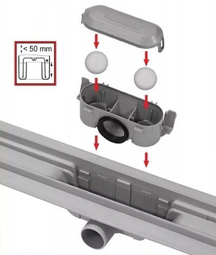 Гидрозатвор комбинированный для пластикового водоотводящего желоба 0.52л/сек AlcaPlast Smart P065-ND