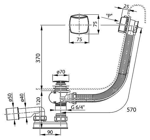 Слив-перелив для ванны Ravak хром X01507 Слив-перелив для ванны Ravak хром X01507