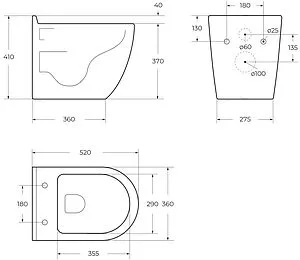 Унитаз подвесной безободковый BelBagno Senso-R белый BB017CHR, 2