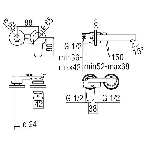 Смеситель для раковины из стены Nobili Sky хром SY97199/1CR Смеситель для раковины из стены Nobili Sky хром SY97199/1CR