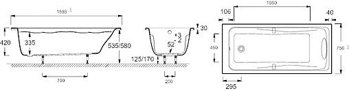 Ванна акриловая Jacob Delafon Odeon Up 160x75 E6057RU-00