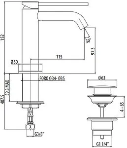 Смеситель для раковины Gattoni Circle Two никель 9142/91NS, 2
