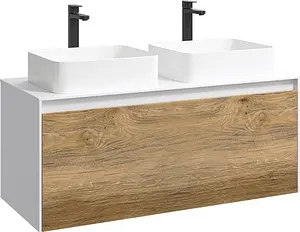 Тумба-умывальник подвесная Aqwella Mobi 120 белый/дуб балтийский MOB0112W+MOB0712DB+641945+641945 Тумба-умывальник подвесная Aqwella Mobi 120 белый/дуб балтийский MOB0112W+MOB0712DB+641945+641945, 1
