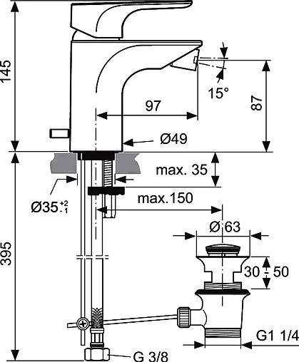 Смеситель для биде Ideal Standard Strada хром A5845AA Смеситель для биде Ideal Standard Strada хром A5845AA