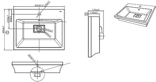Раковина Bravat Phillis 48 белый C22192W-1-ENG